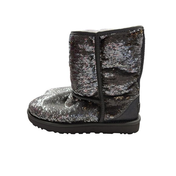 UGG Classic Short Cosmos Sequin Boots Silver Gold SIZE 9 - Picture 2 of 8